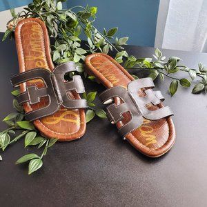 SAM EDELMAN, Size 8 1/2, Black Croc Sandals